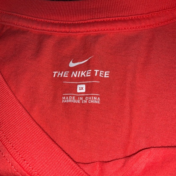 Nike Bright Red Tee with White Logo - Picture 2 of 3